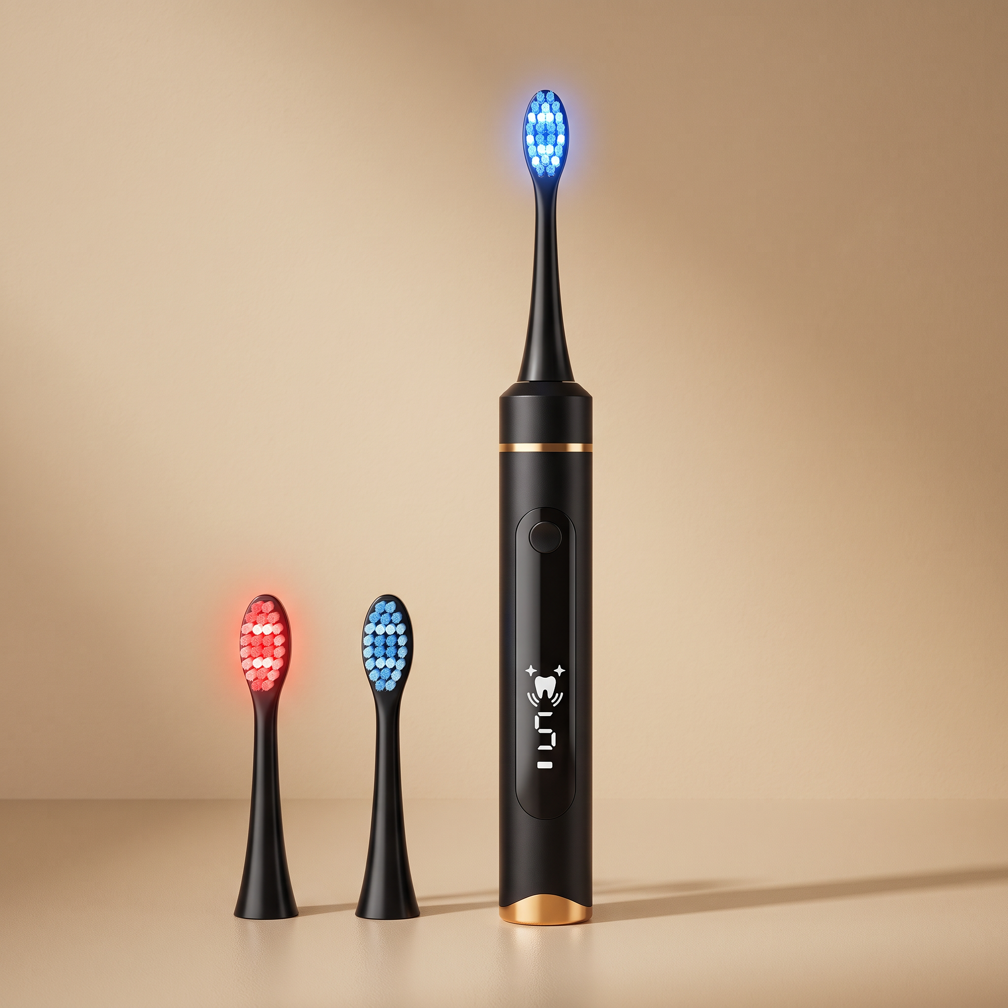 Periuță de Dinți Sonică cu Red Light & Blue Light Therapy – 31.000 Vibrații/min | 2 Capete LED