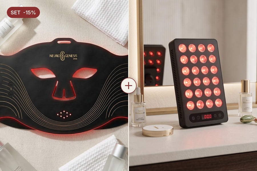 Duo Față și Corp | Mască Red Light Therapy + Panou CORE 200